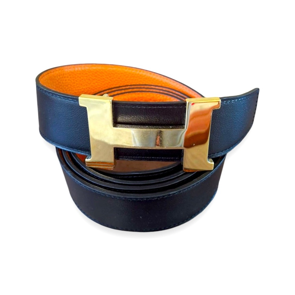 HERMES MEN BELT-GOLD H BUCKLE-100% AUTHENTIC !!!